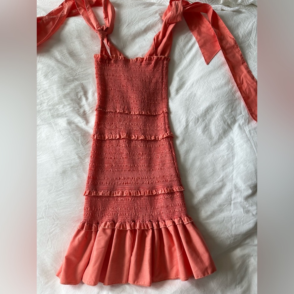 Fashion Nova Coral Smocked Dress